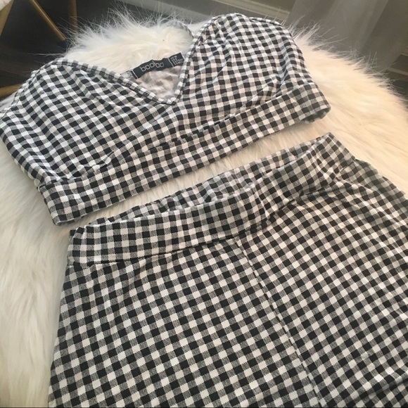 black and white checkered co ord
